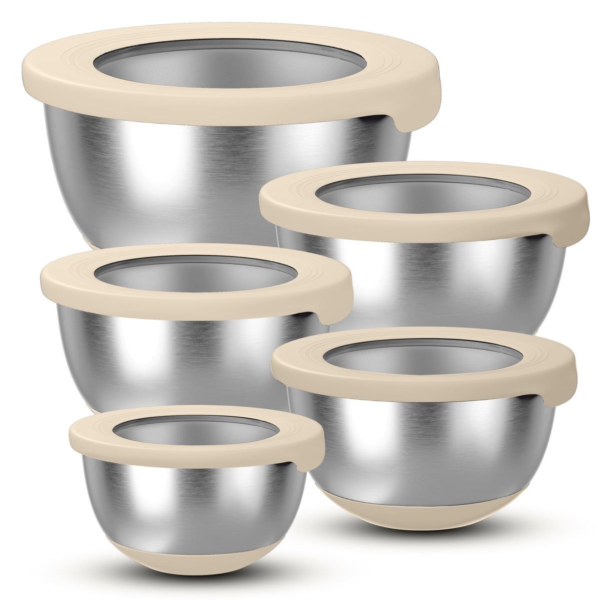 KITEISCAT stainless steel mixing bowls with airtight lids for outdoor dining and secure storage
