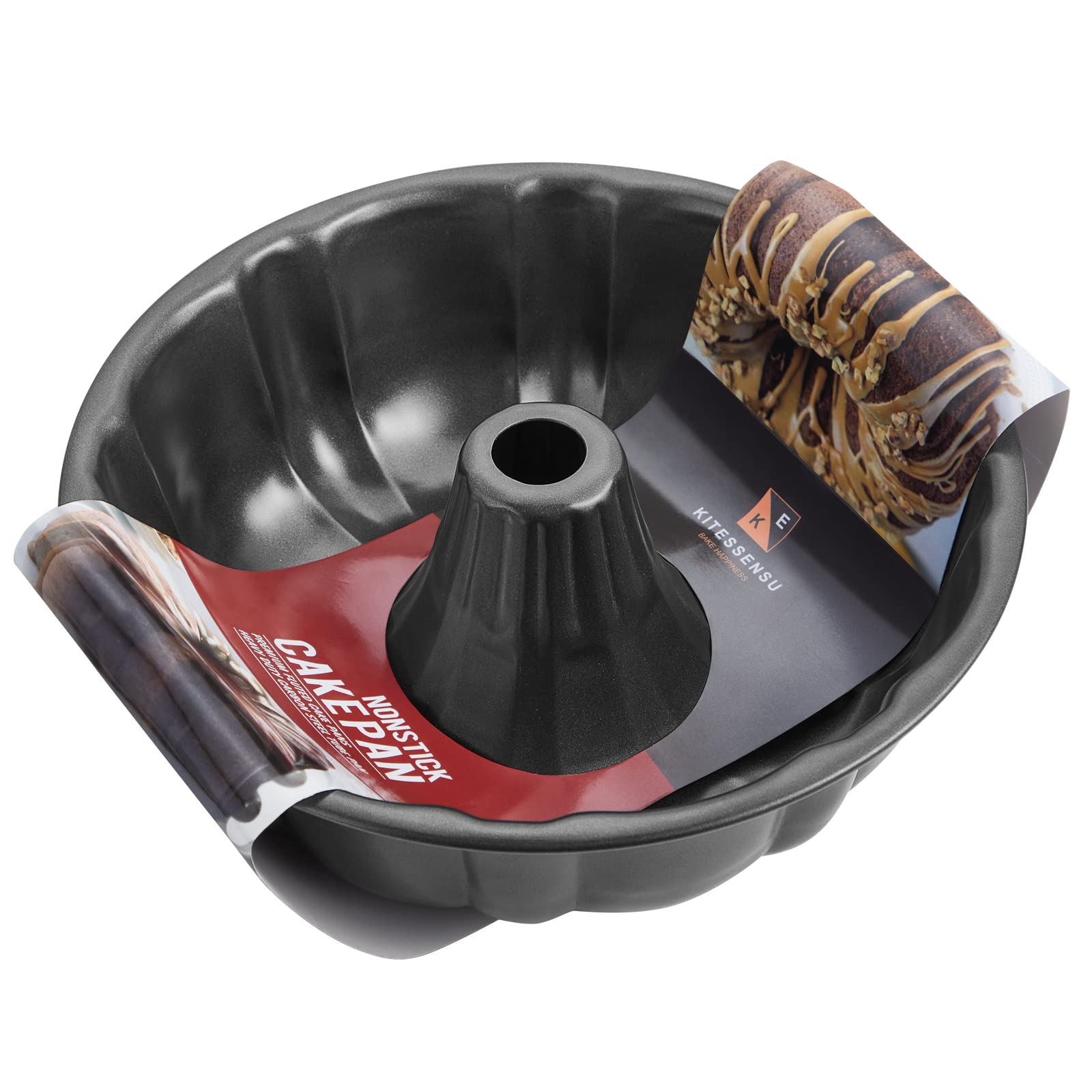KITESSENSU 9in non-stick cake pan with fluted tube design for even baking.