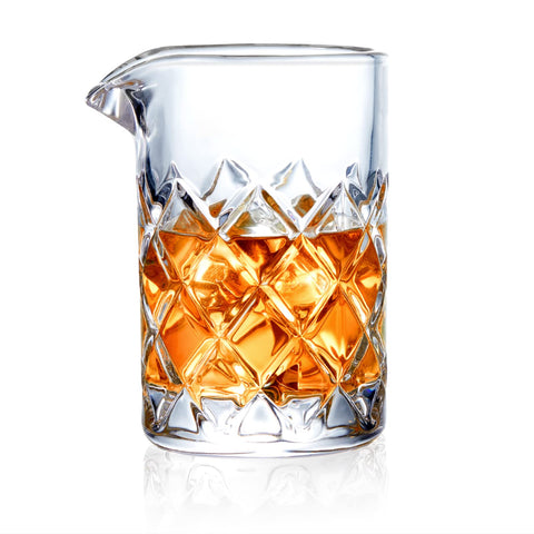 KITESSENSU bar mixing glass with diamond design for easy grip during stirring.