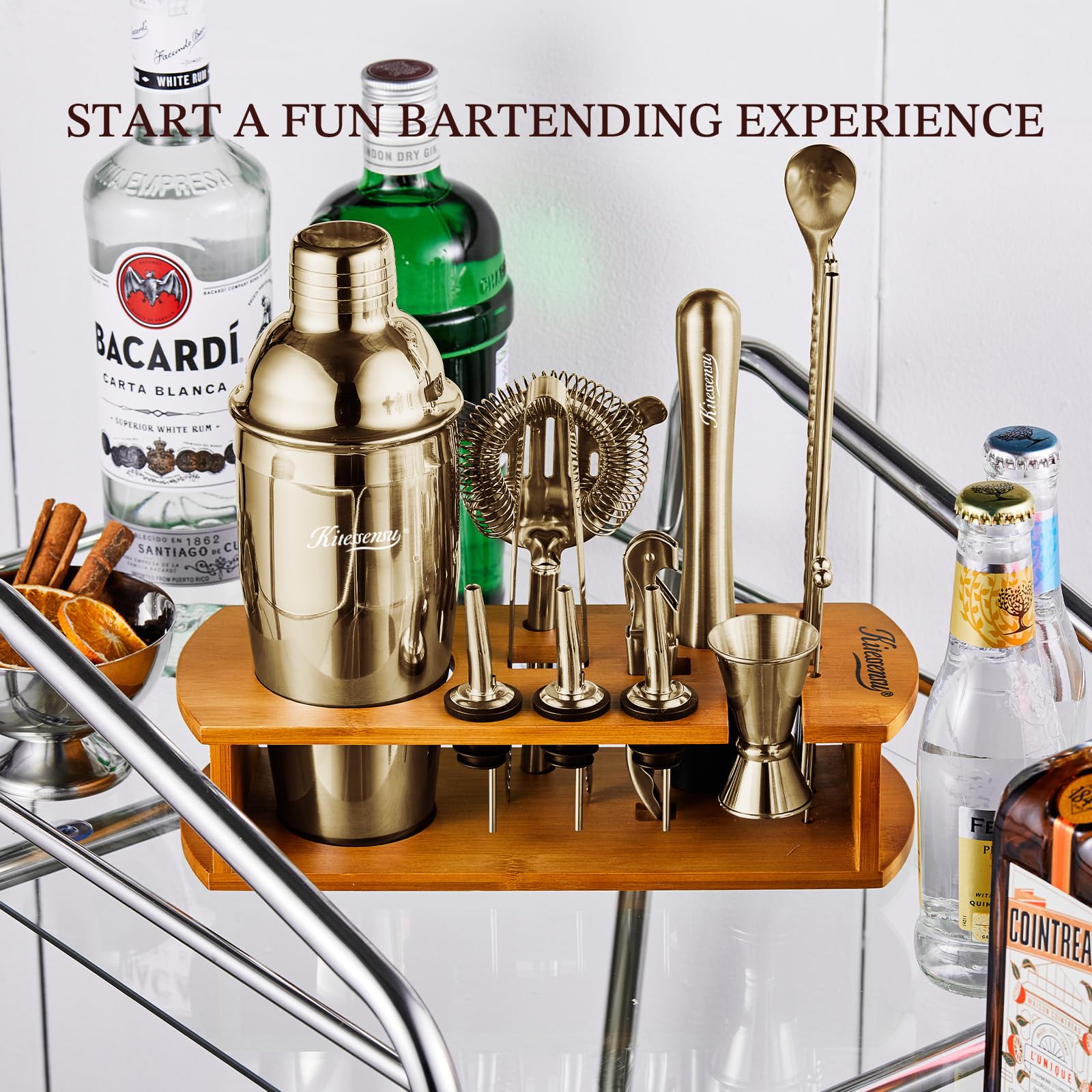 KITESSENSU cocktail jigger provides accurate measurements for consistent servings.