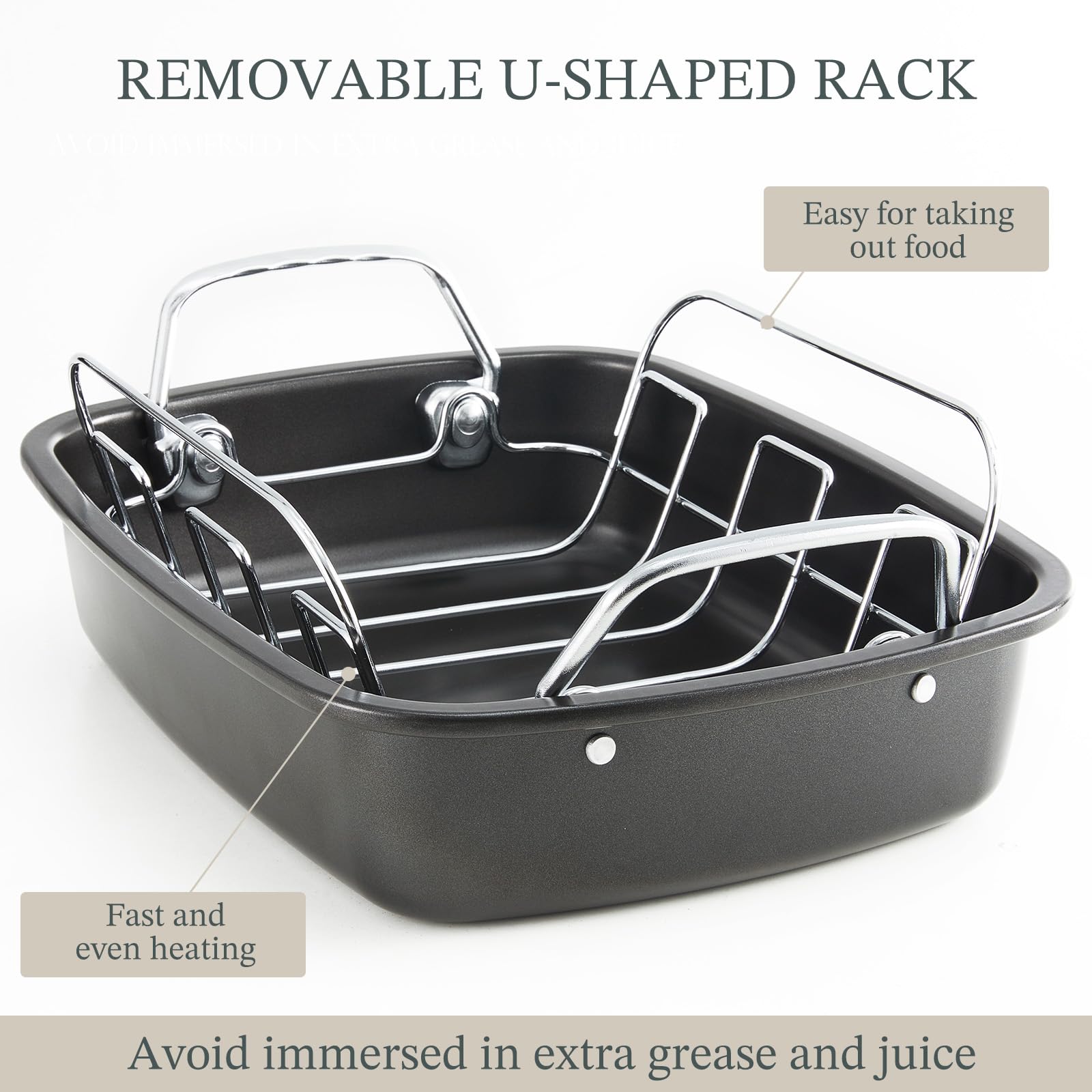 KITESSENSU dishwasher-safe roasting pan simplifies post-meal cleanup.
