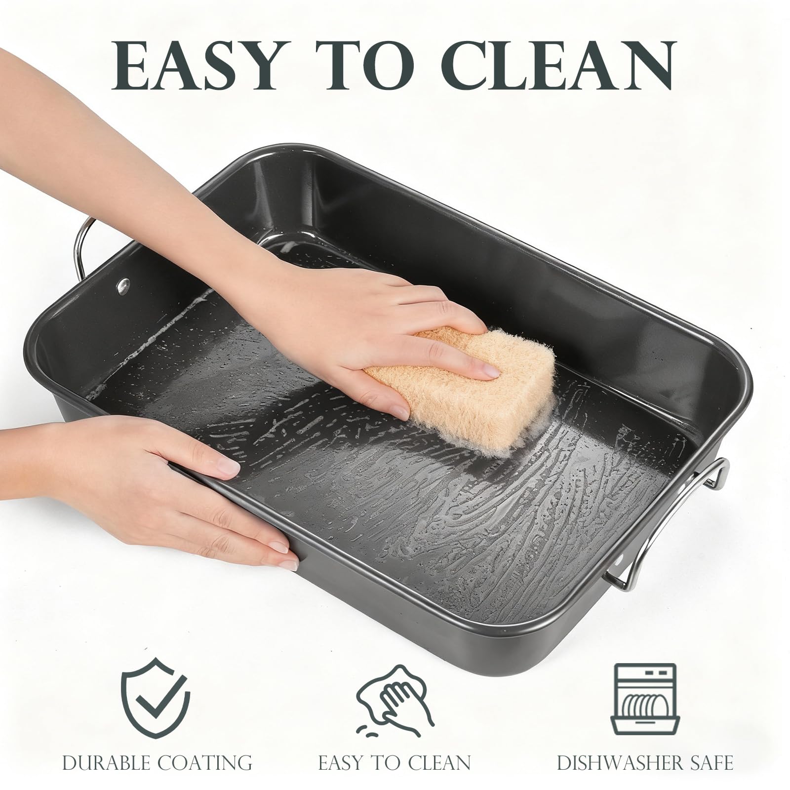 KITESSENSU dishwasher-safe roasting pan for easy cleanup after meals