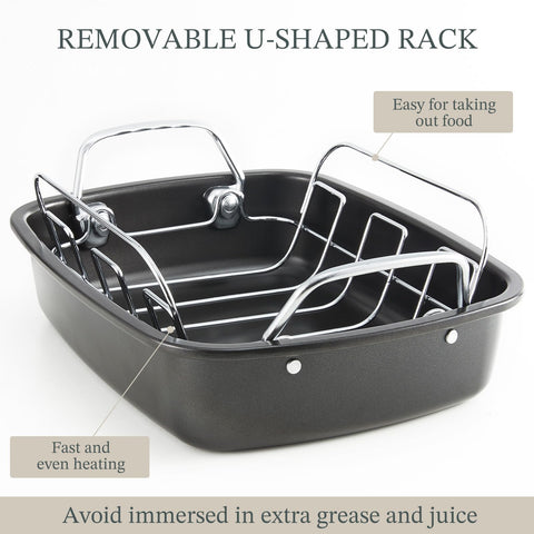 KITESSENSU dishwasher-safe roasting pan simplifies post-meal cleanup.