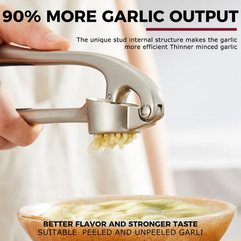 Kitessensu garlic press with ergonomic handle for comfortable squeezing