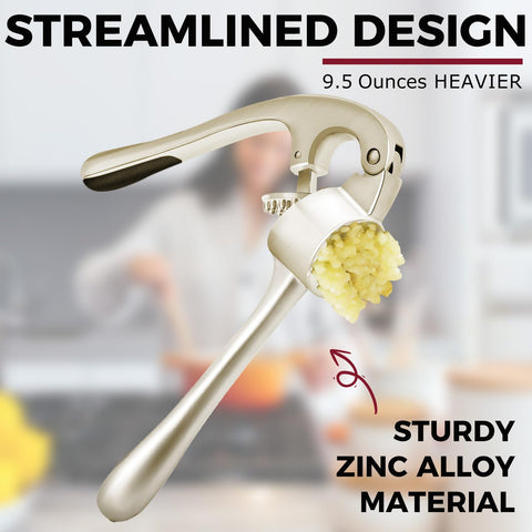 Kitessensu garlic press with stain-free design remains shiny after use