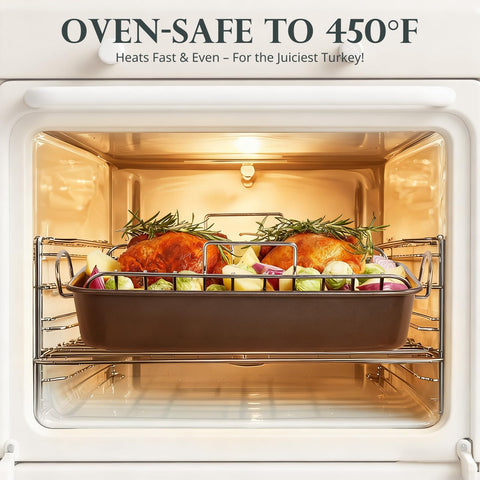 KITESSENSU heavy-duty carbon steel roaster withstands high heat for browning