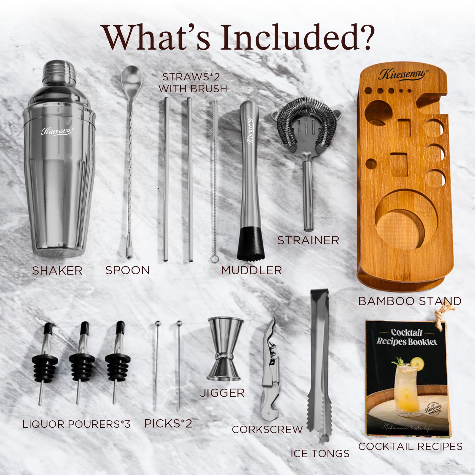 KITESSENSU jigger and measuring tool ensure precise pours for balanced drinks.