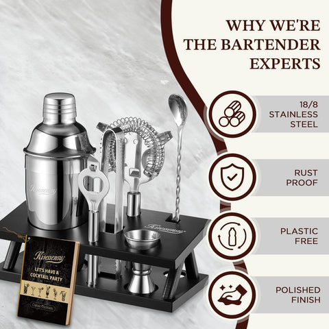 KITESSENSU jigger and strainer for accurate measurements during cocktails.