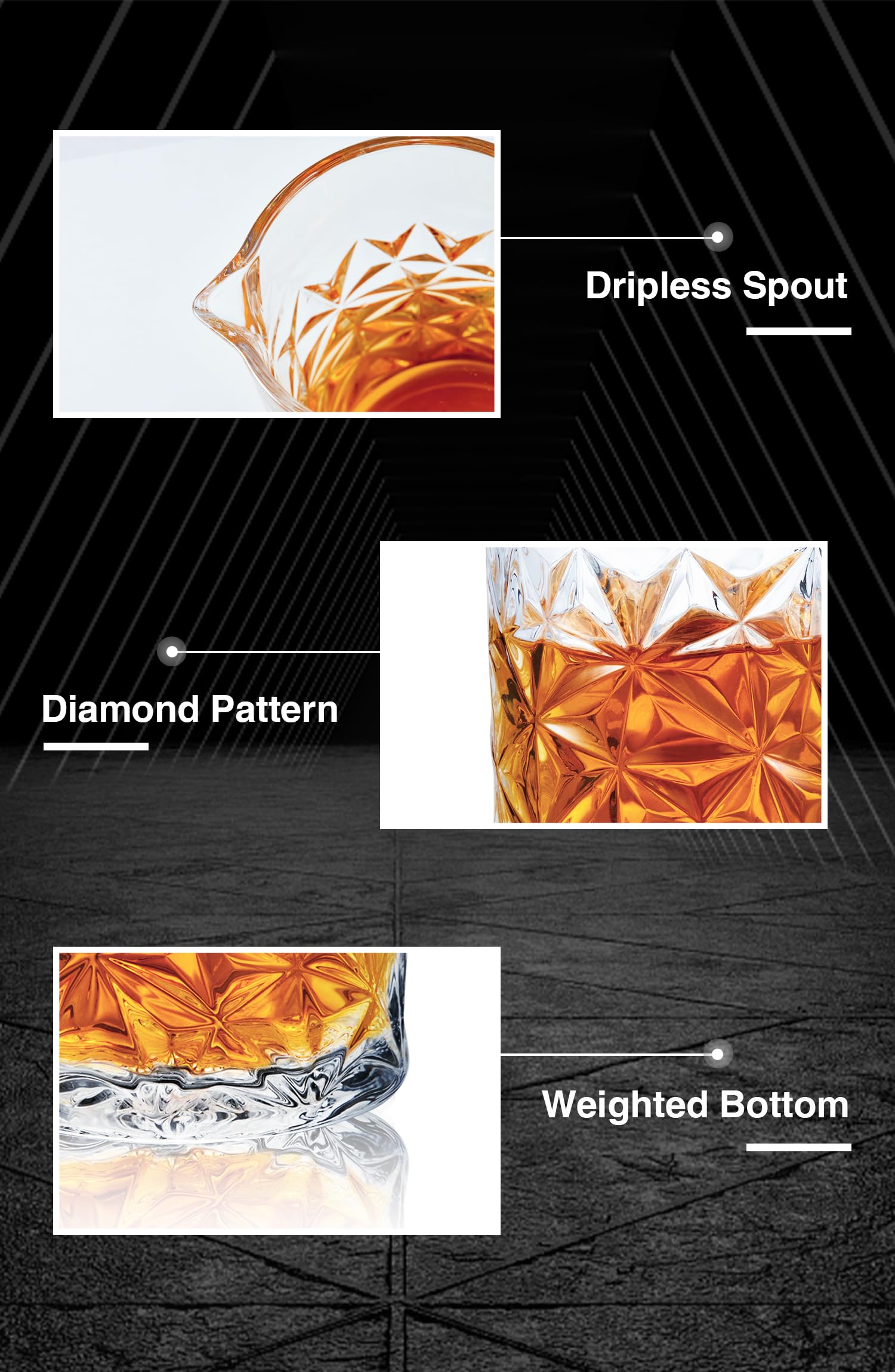 KITESSENSU Lead-free Crystal Mixing Glass offers crystal-clear pours and balance.