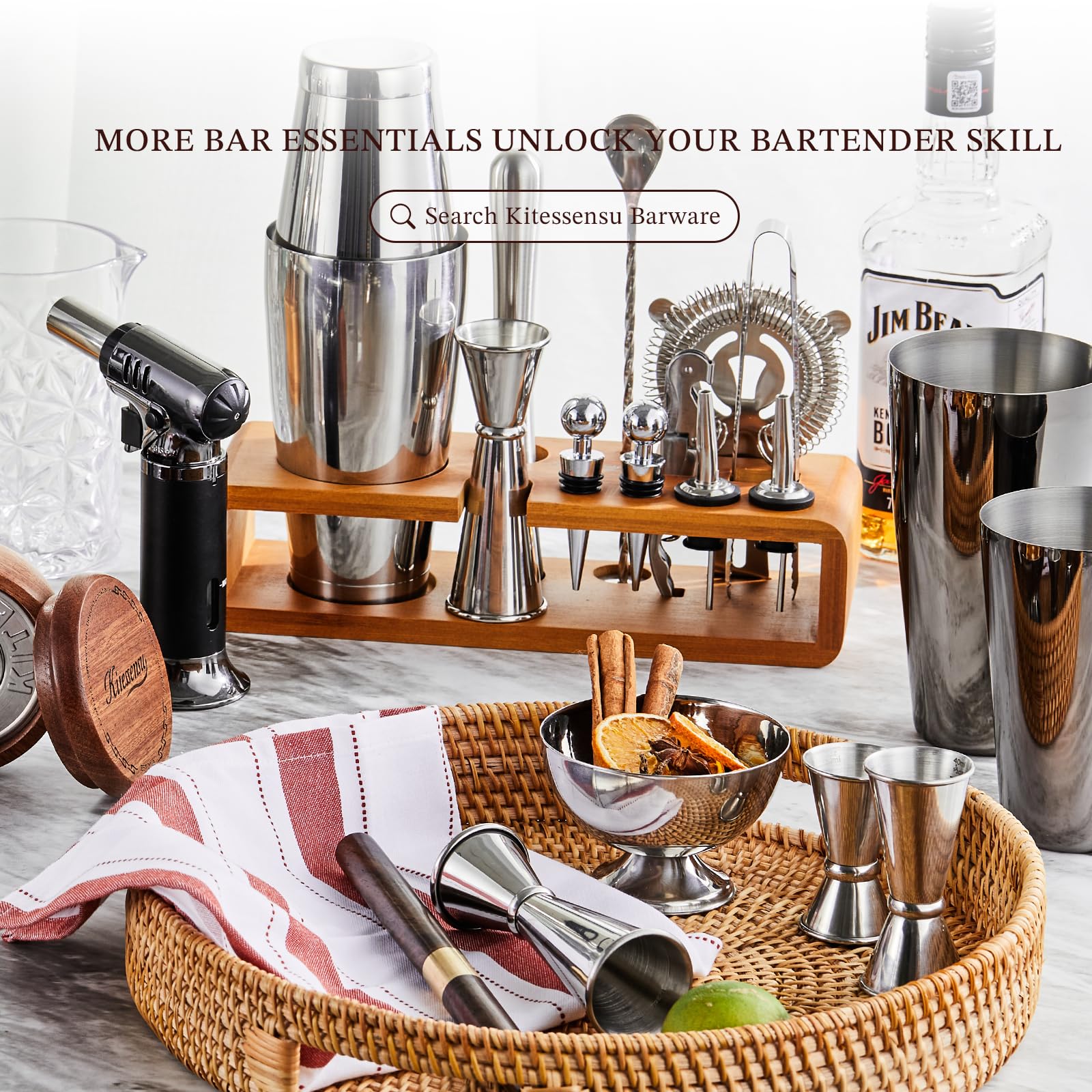 KITESSENSU liquor pourers help controlled pours and clean presentation.