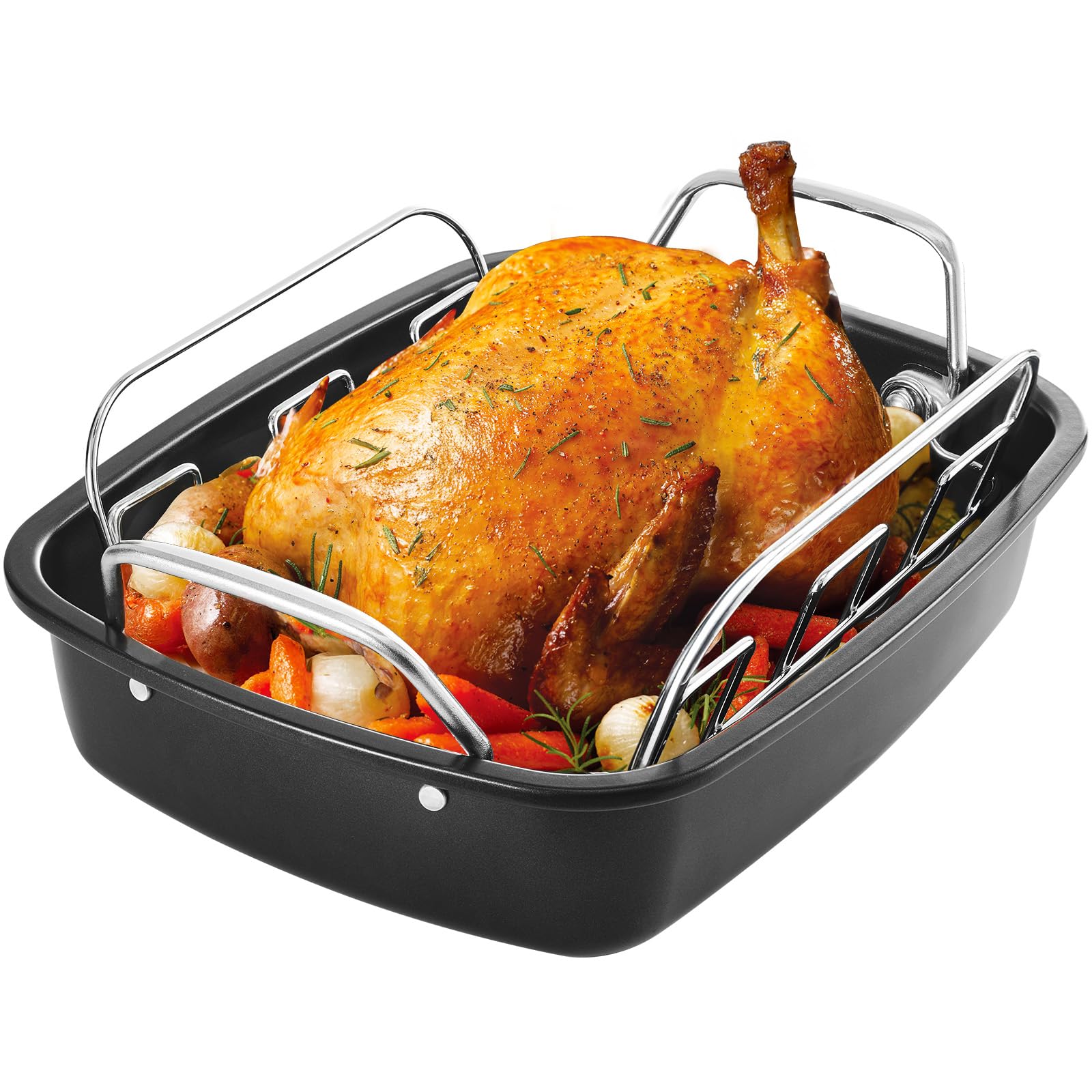 KITESSENSU oven-safe roasting pan compatible with many recipes up to 450°F.