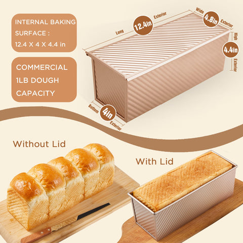 KITESSENSU Pullman loaf pan for bread baking with non-stick surface