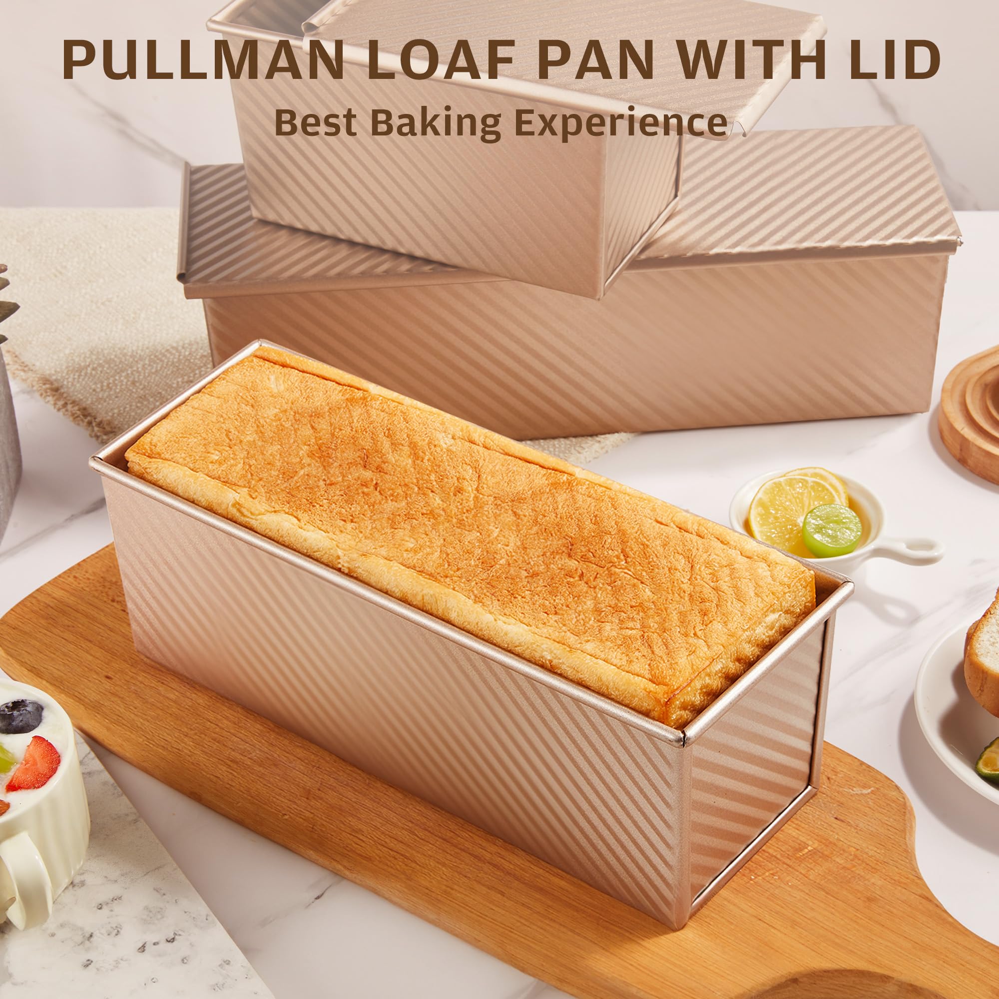 KITESSENSU Pullman loaf pan with gold finish for stylish bakeware