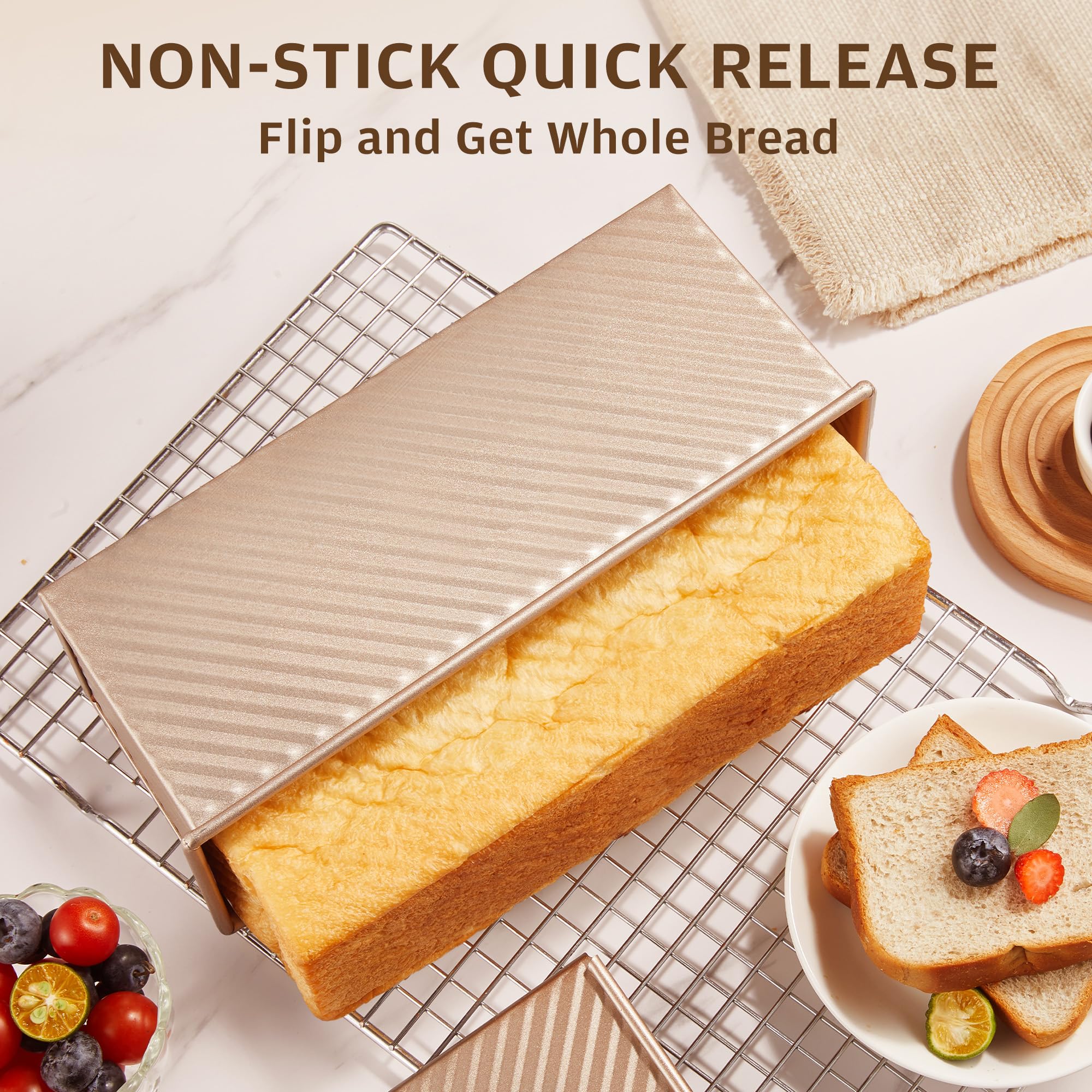 KITESSENSU Pullman loaf pan ideal for sandwich bread