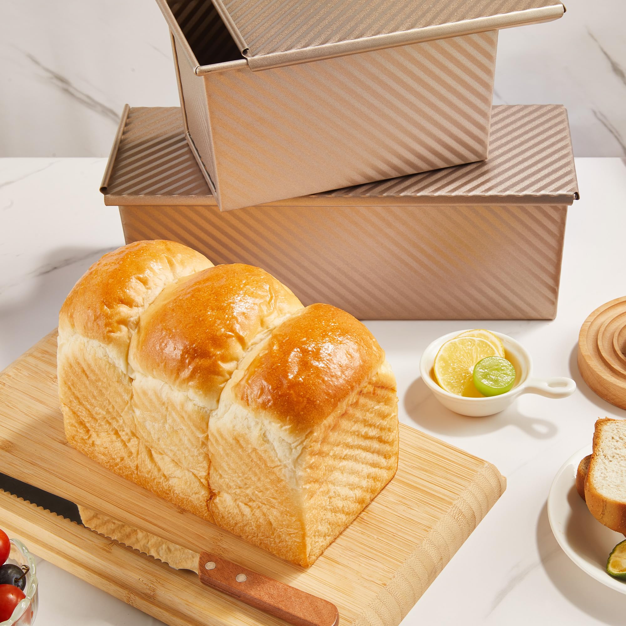 Kitessensu loaf pan with lid non stick coating for easy release