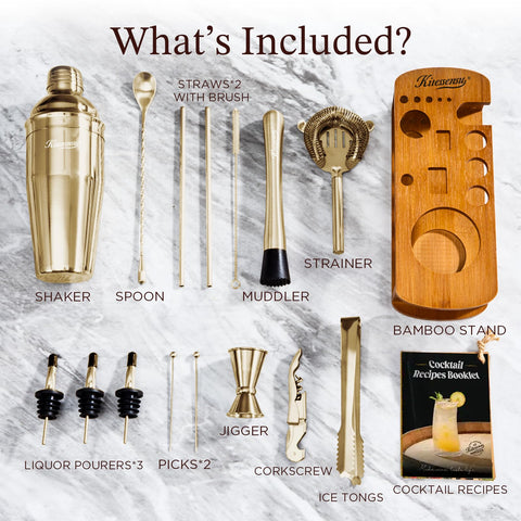 KITESSENSU stainless steel bartender kit 18-8 durable for long lasting tools.
