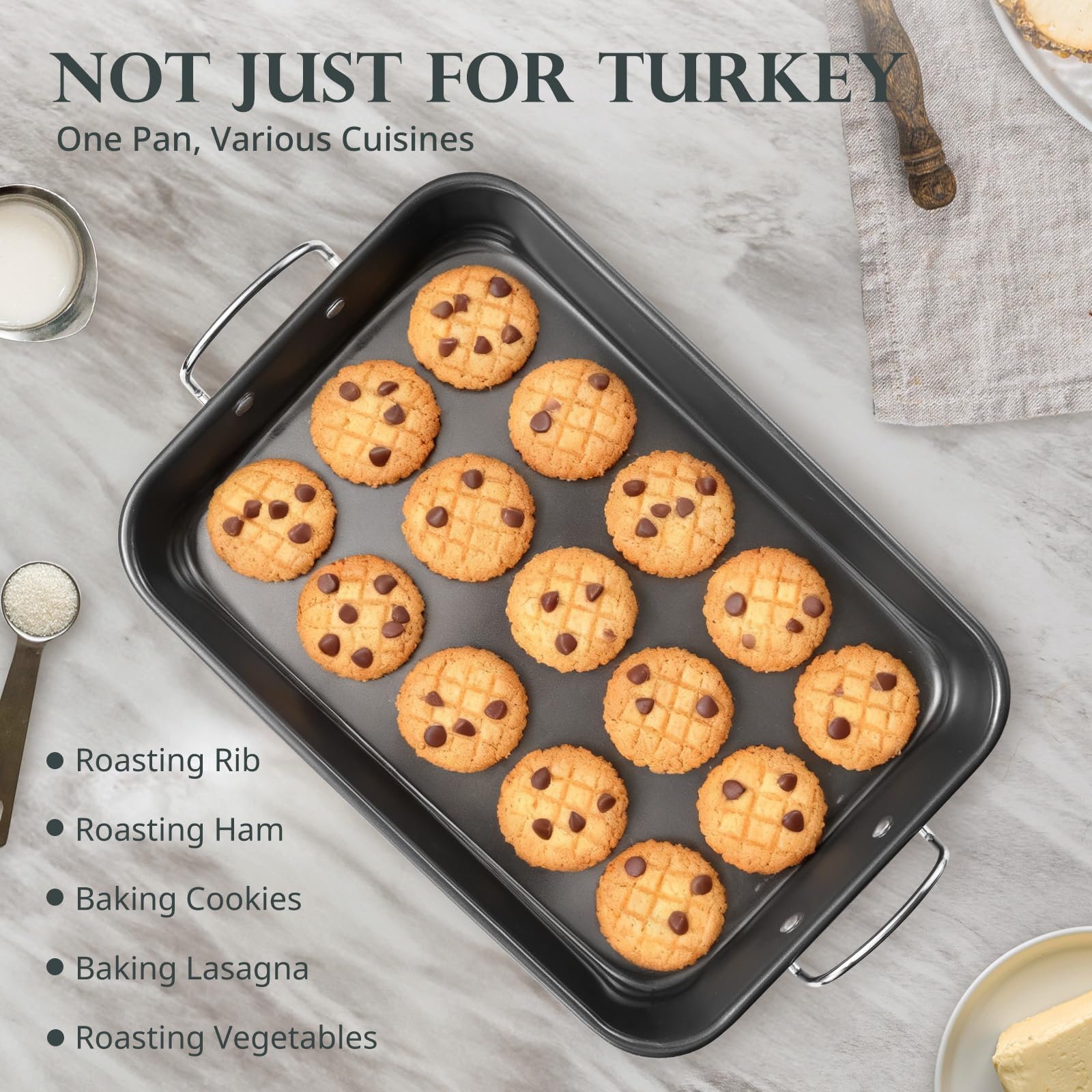 KITESSENSU versatile roasting pan suitable for vegetables and meats with rack removed