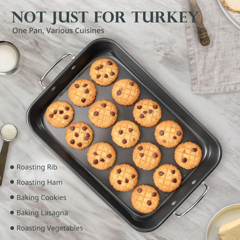 KITESSENSU versatile roasting pan suitable for vegetables and meats with rack removed