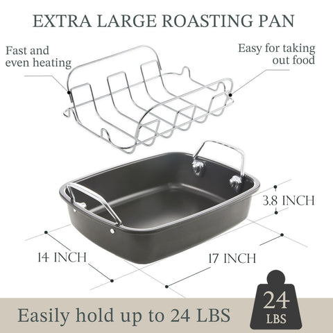 KITESSENSU wide-handled pan for secure grip during heavy roasting.