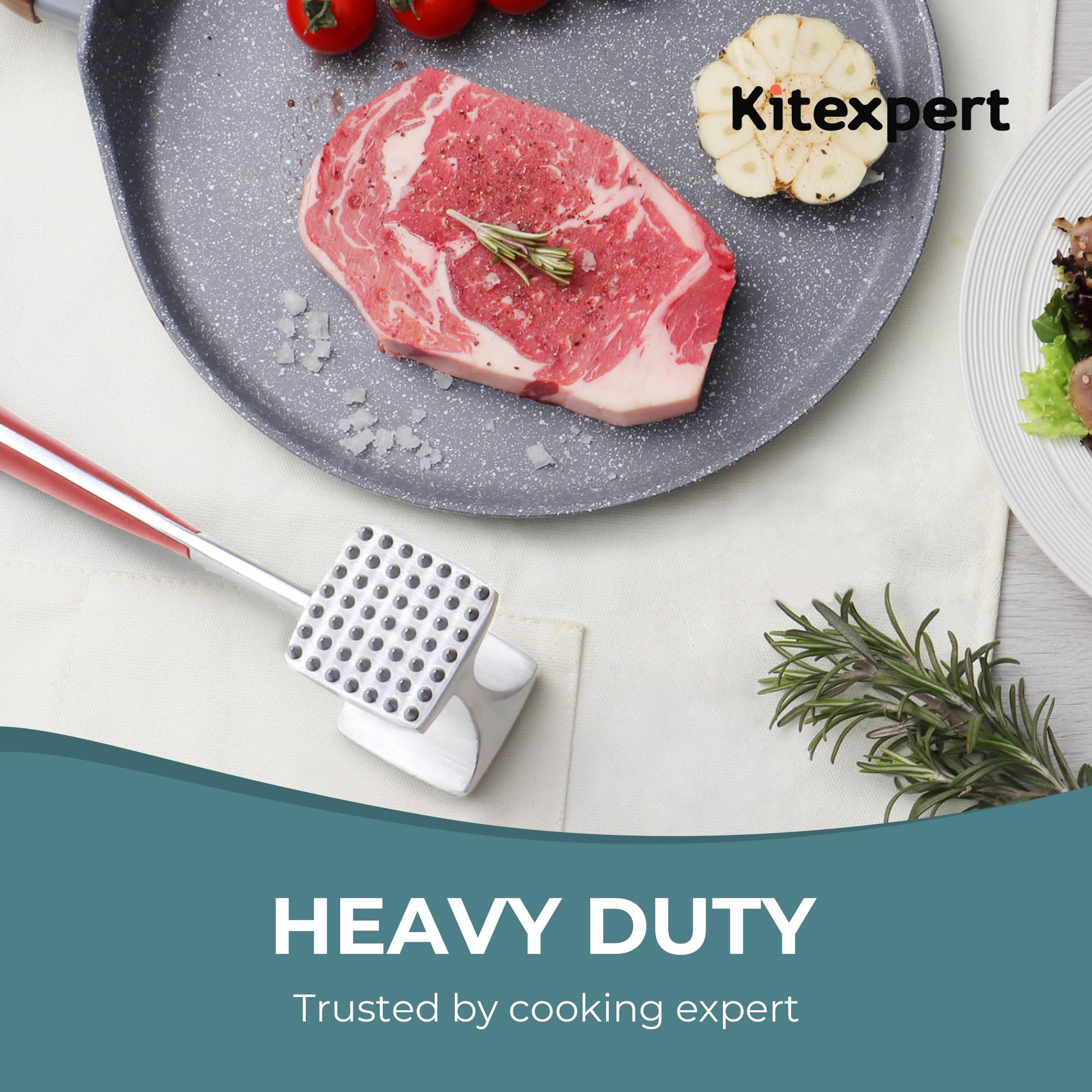 KITEXPERT Meat Tenderizer Hammer dishwasher-safe for easy cleanup.