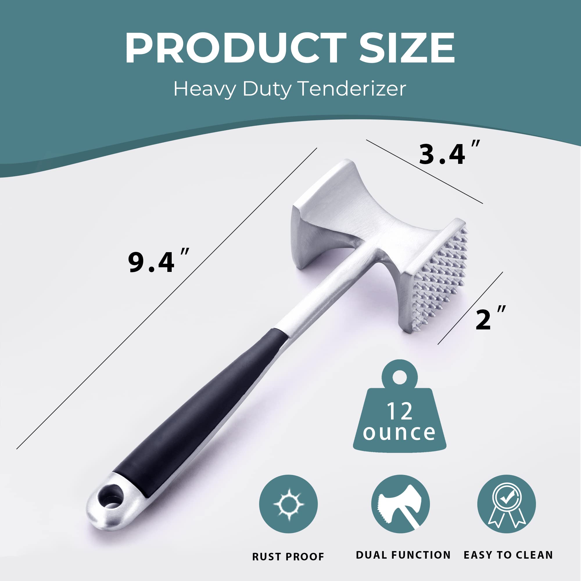 KitExpert meat tenderizer hammer dishwasher-safe for easy cleanup.