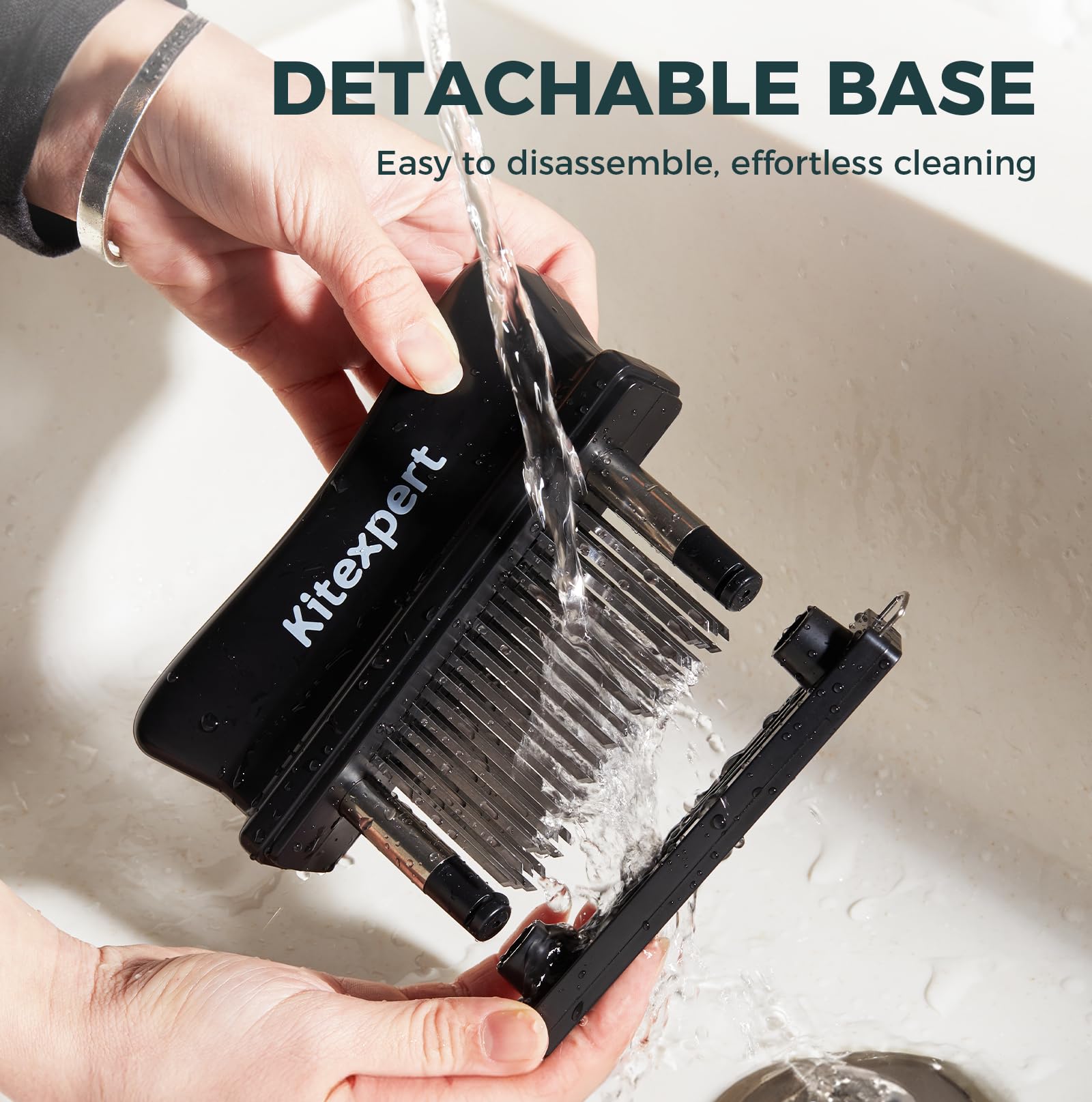 Kitexpert tenderizer creates micro-channels to boost marinade penetration.