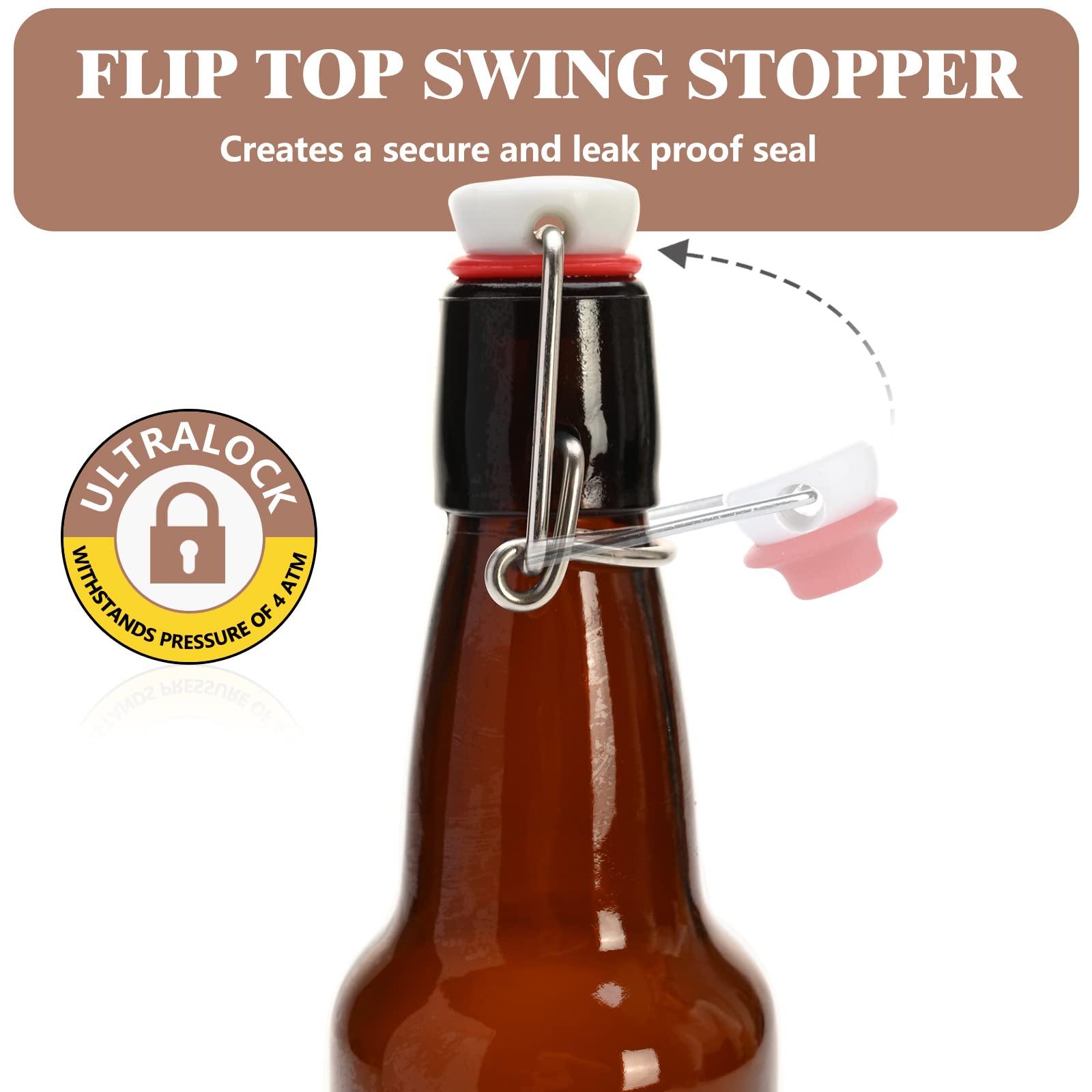 KITGLASCUP amber bottle cap closeup showing durable wire cap
