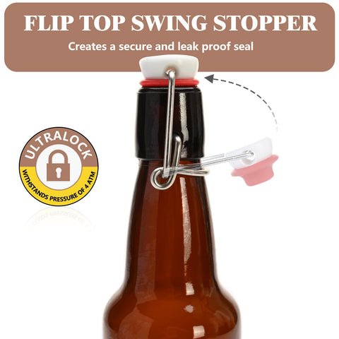 KITGLASCUP amber bottle cap closeup showing durable wire cap