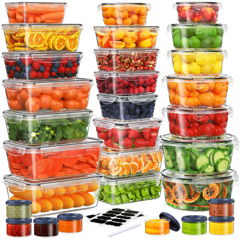 KITHELP 60-piece large container set on a pantry shelf for tidy storage