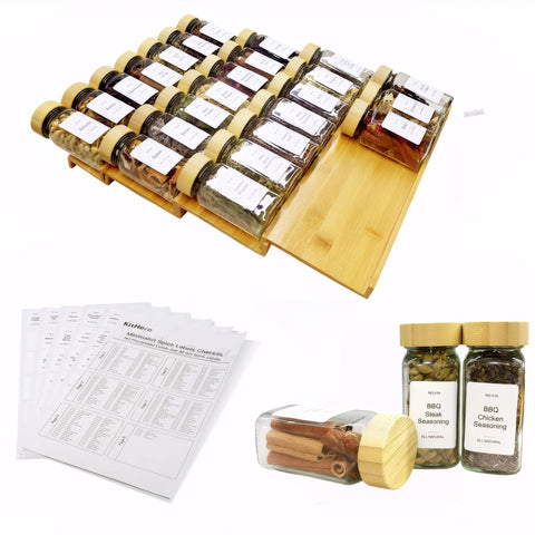 KitHero spice drawer organizer with four tiers for easy access to spices