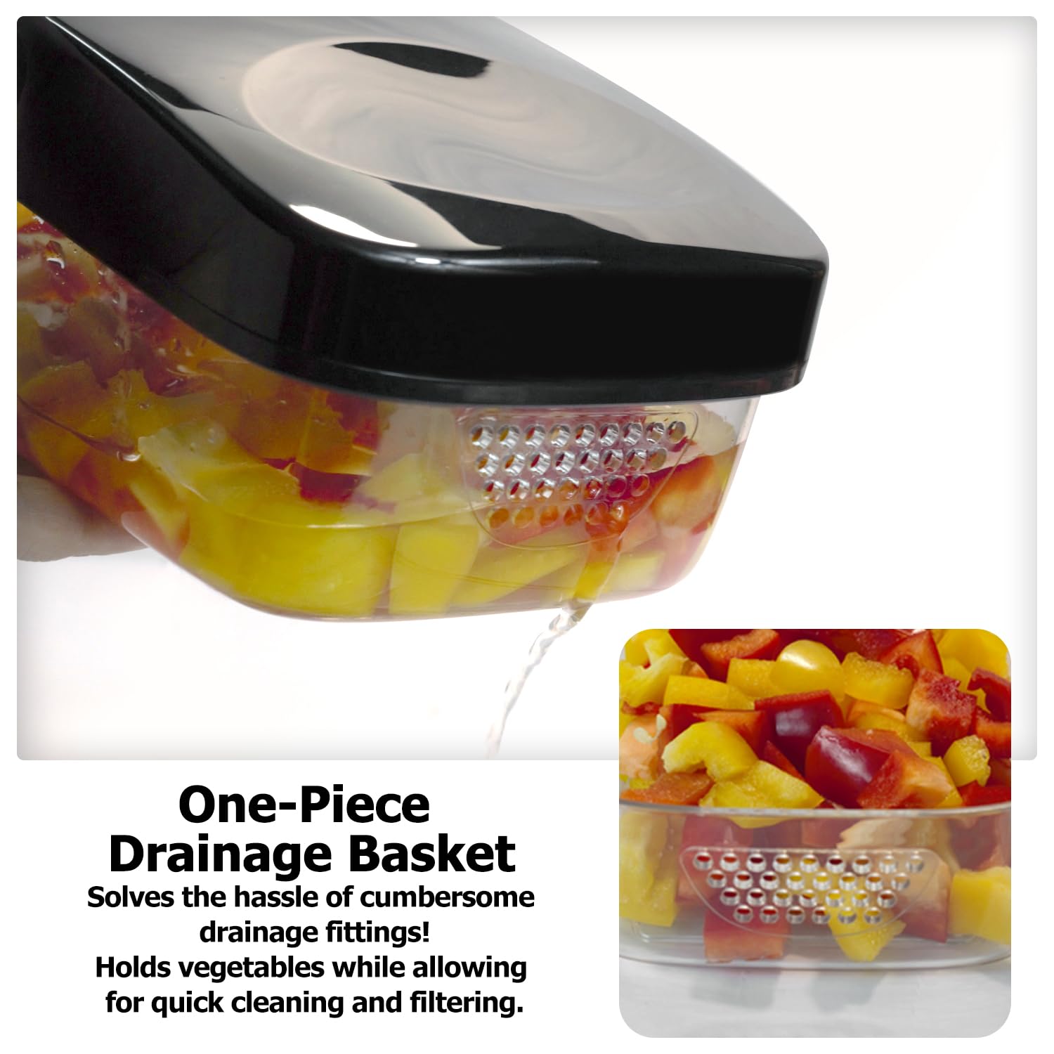 KITIDEA recessed lid and non-slip base for stability during chopping.