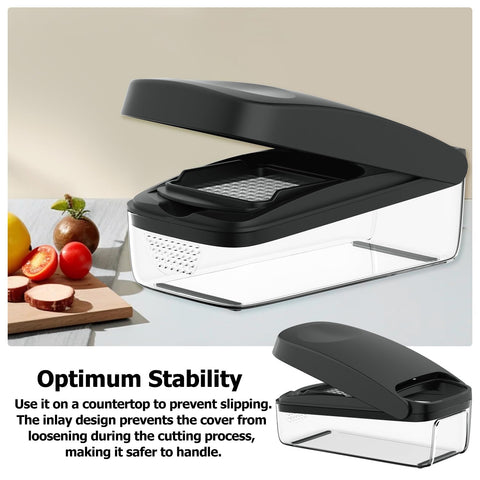 KITIDEA potato cube dicer with built-in container for neat storage.