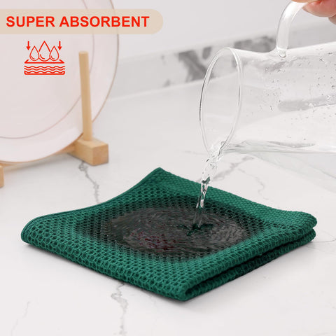 Kitinjoy dark green dish cloths in a six-pack for versatile kitchen use.