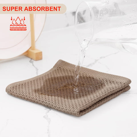 Kitinjoy 12x12 tan towels demonstrate quick-drying performance for daily use.