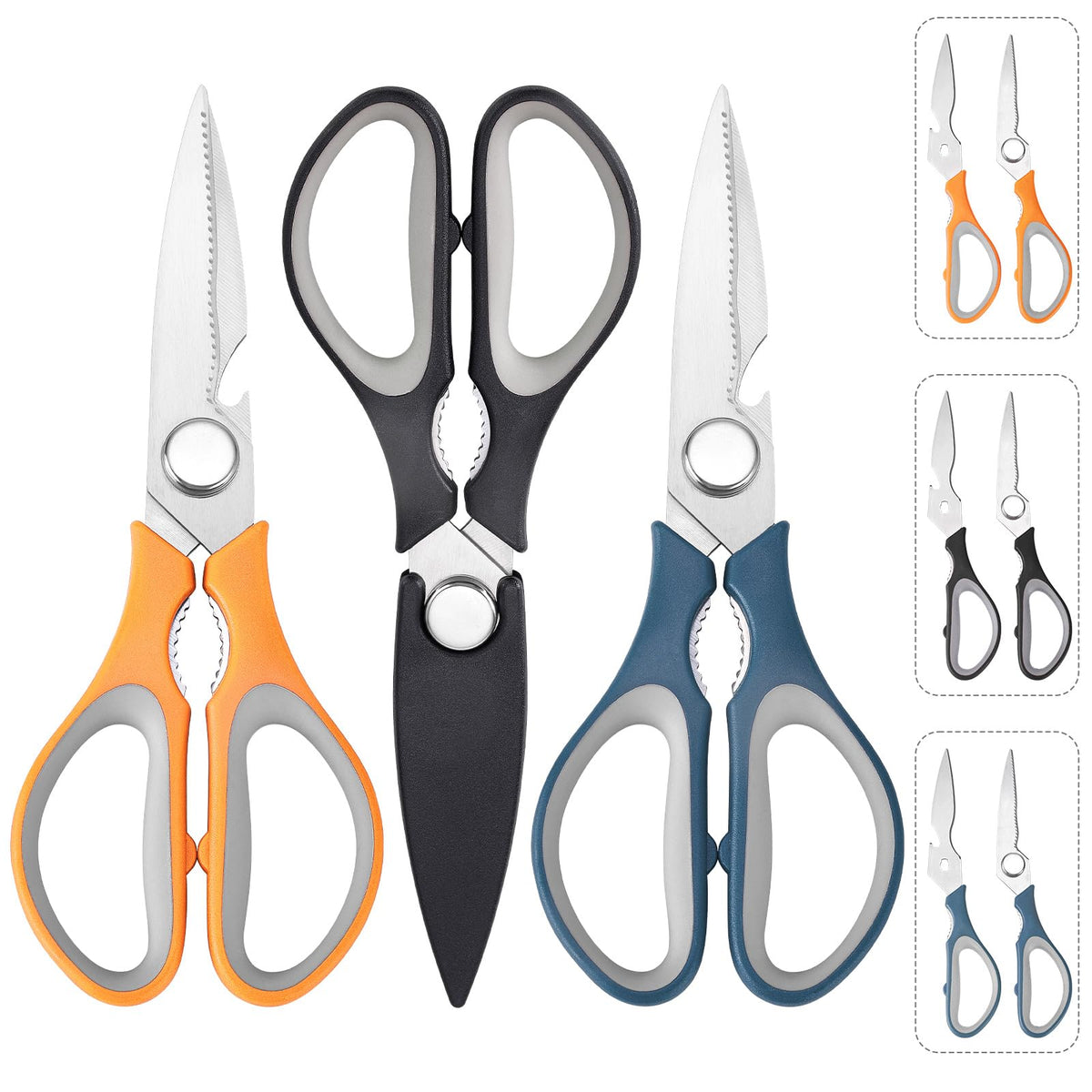 KitNats 3-pack kitchen shears red handles for color-coded tasks.