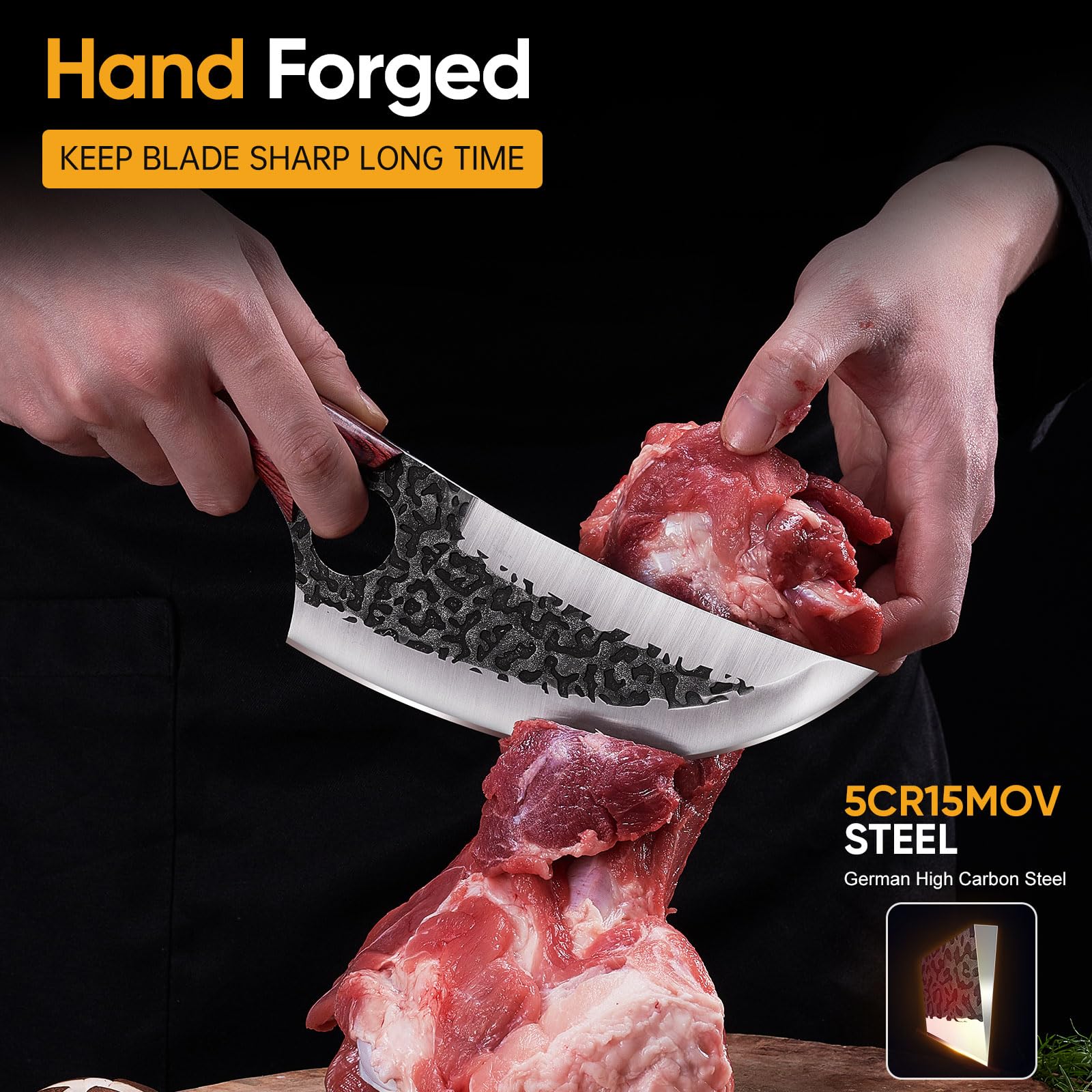 KITNATS ergonomic wooden handle provides a secure, comfortable grip.