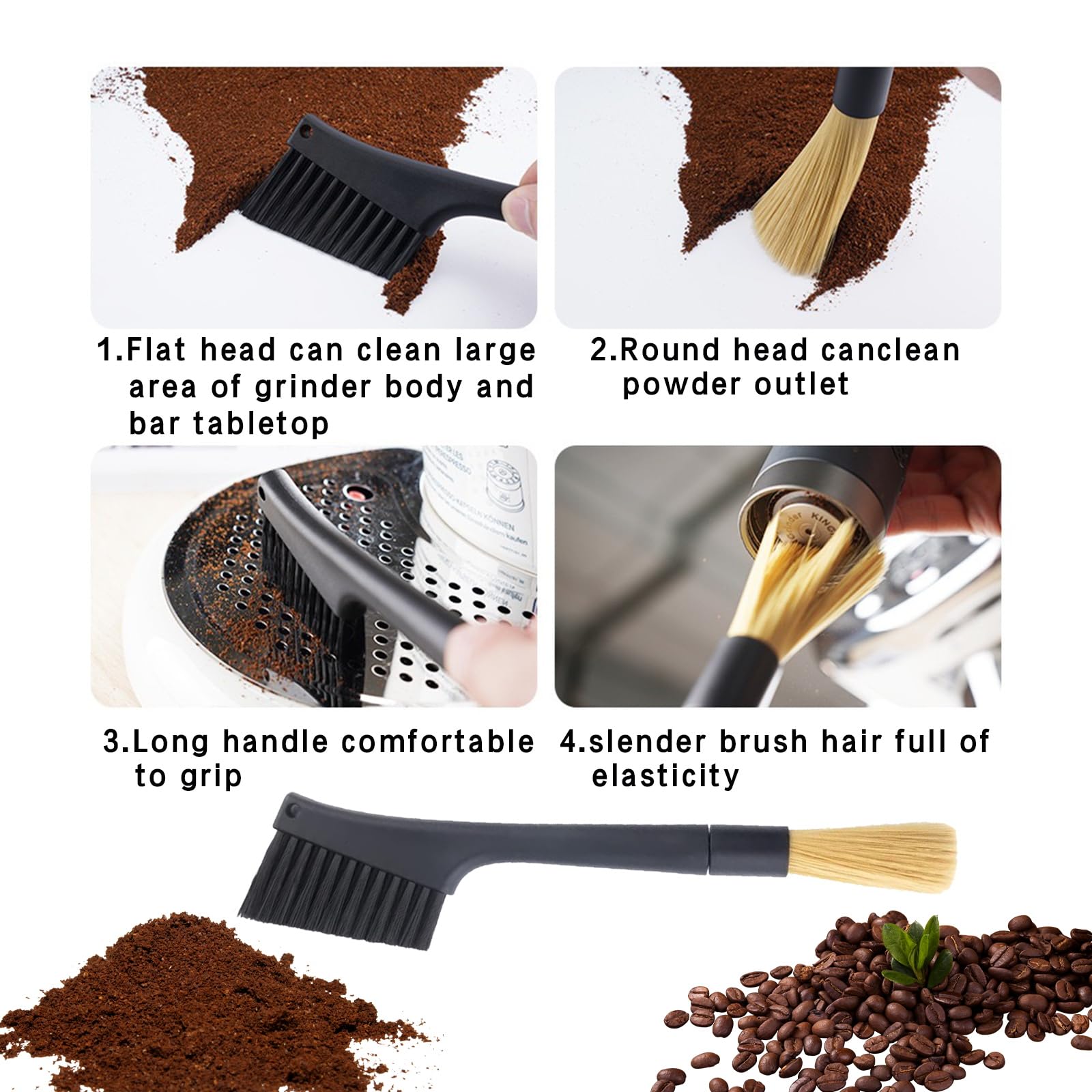 Kitnish Coffee Brush tilt-design helps keep hands cool during rinsing