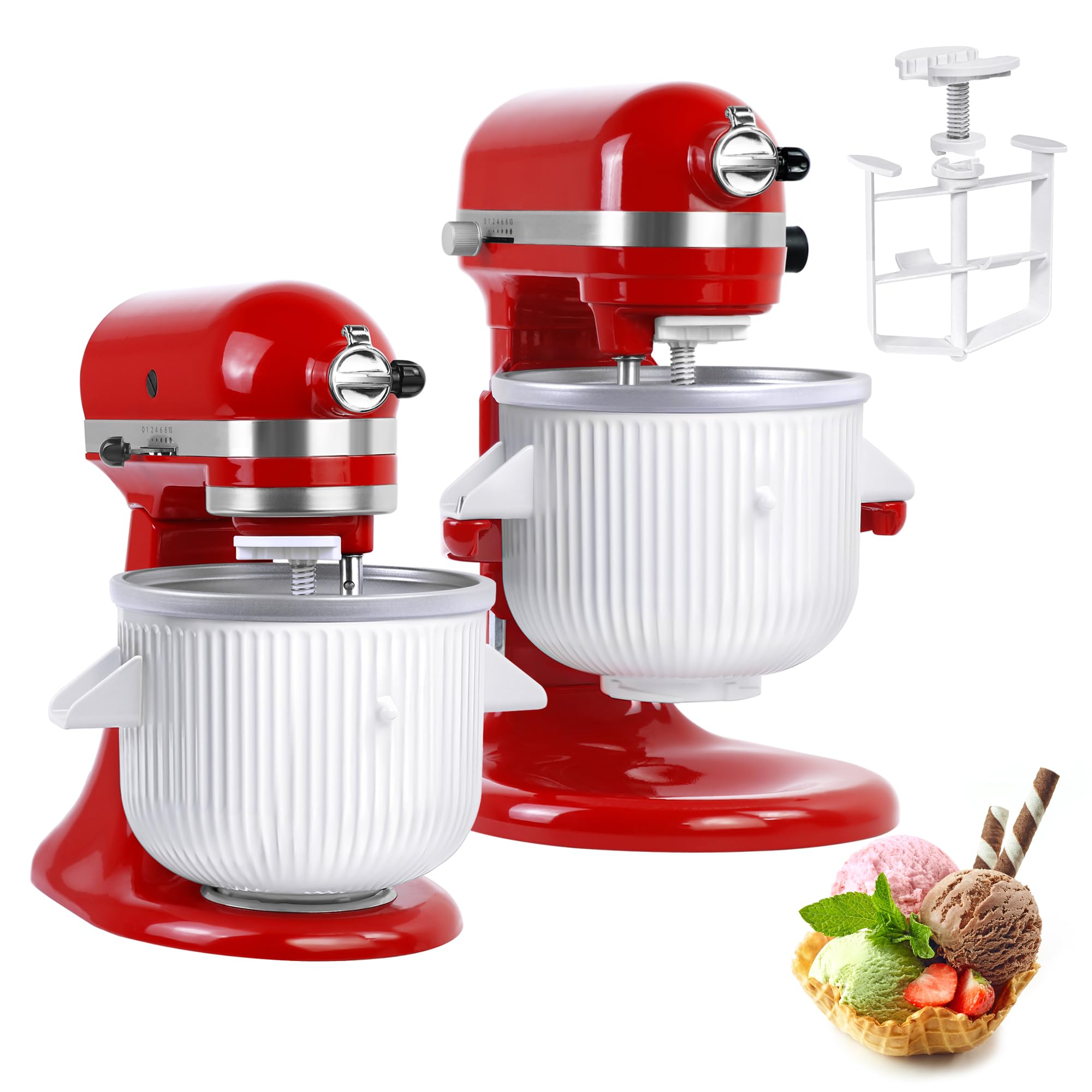 KITOART ice cream maker attachment for KitchenAid 4.5/5 qt and 6 qt, enabling easy homemade ice cream.