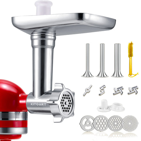 KITOART meat grinder attachment for KitchenAid, side view for flexible grinding at home