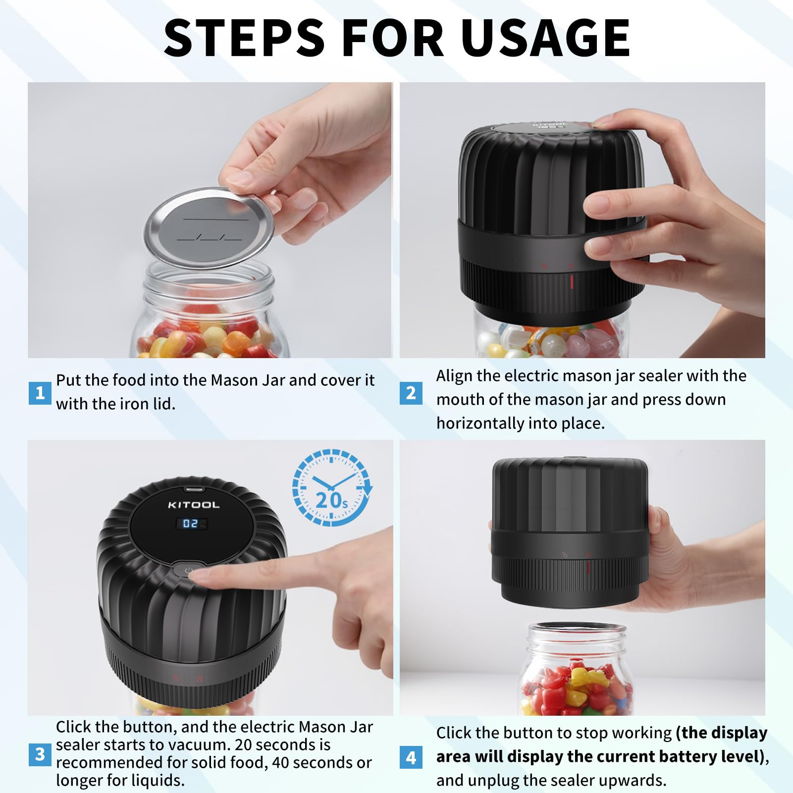 KITOOL regular-mouth jar lids pack ready for sealing