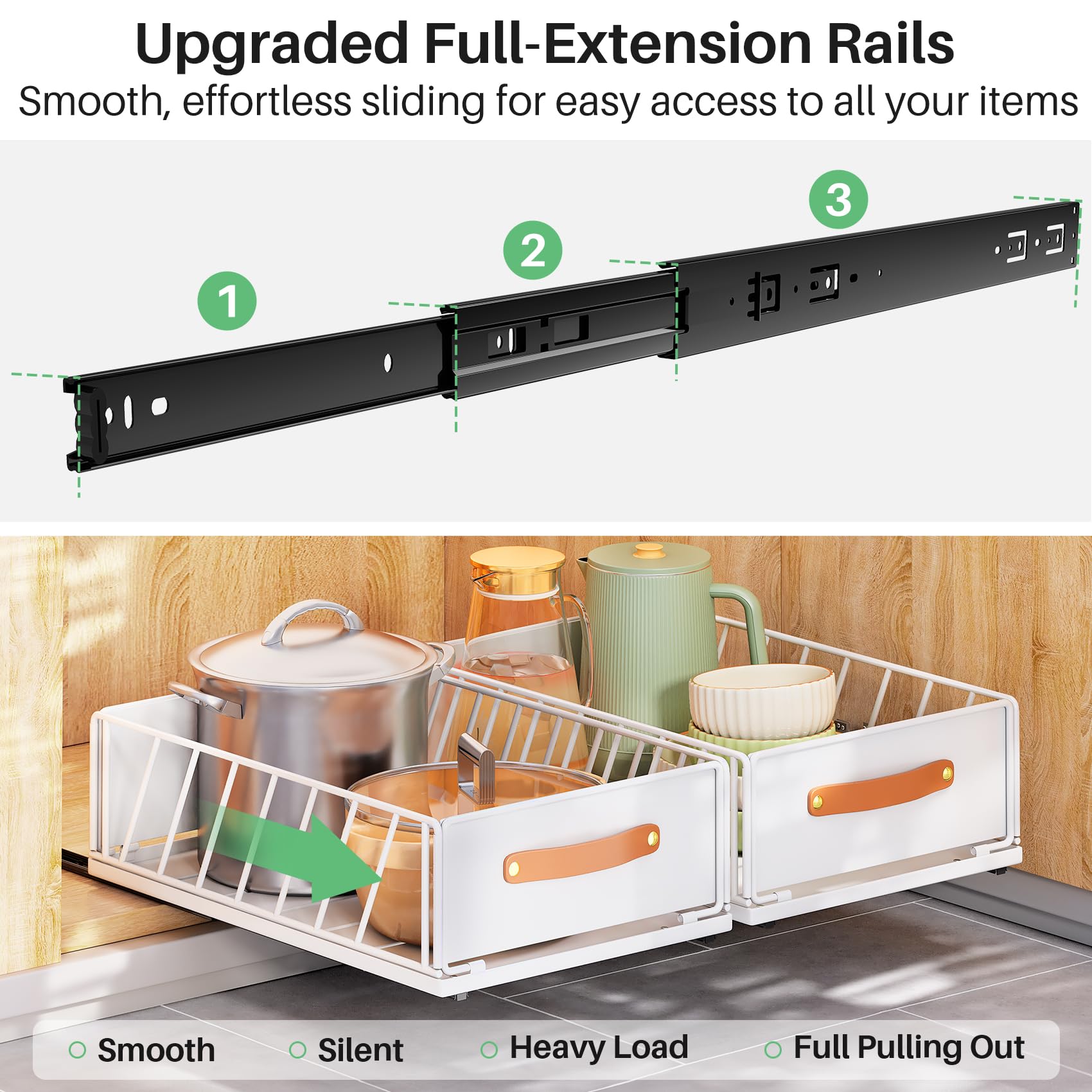 Kitstorack 3-stage full-extension slides enable easy item access
