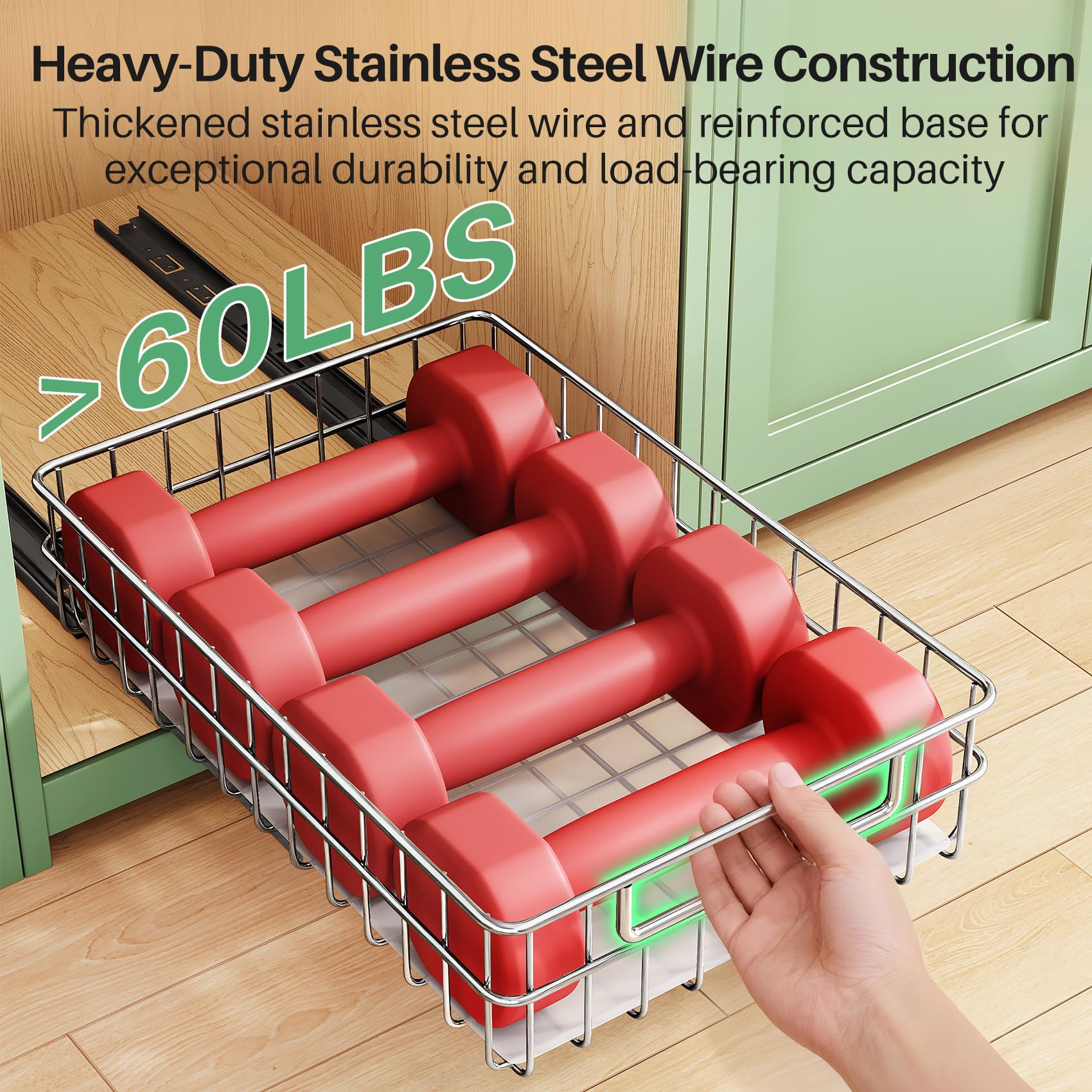 Kitstorack adhesive roll-out shelf for easy, tool-free installation