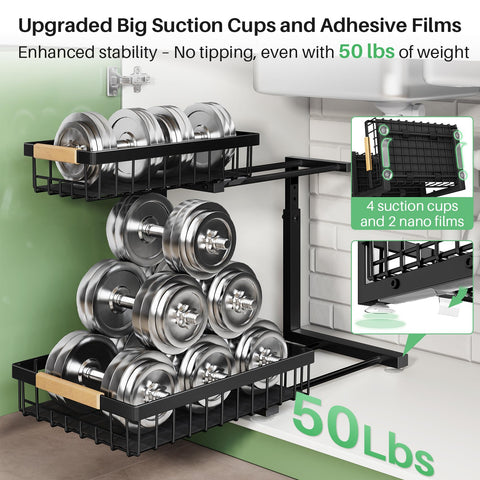Kitstorack heavy-duty organizer features four suction cups for stable placement
