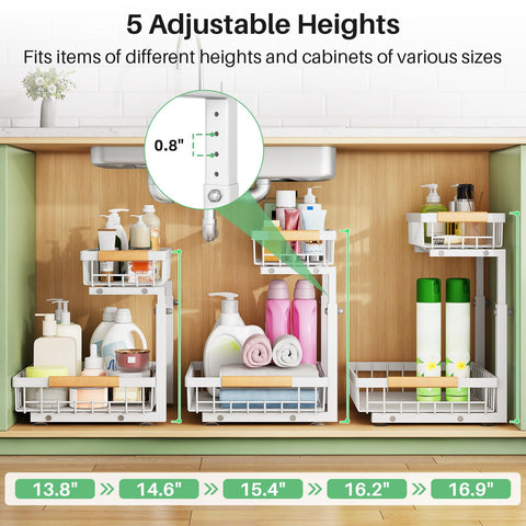 Kitstorack height-adjustable settings adapt to different item heights.