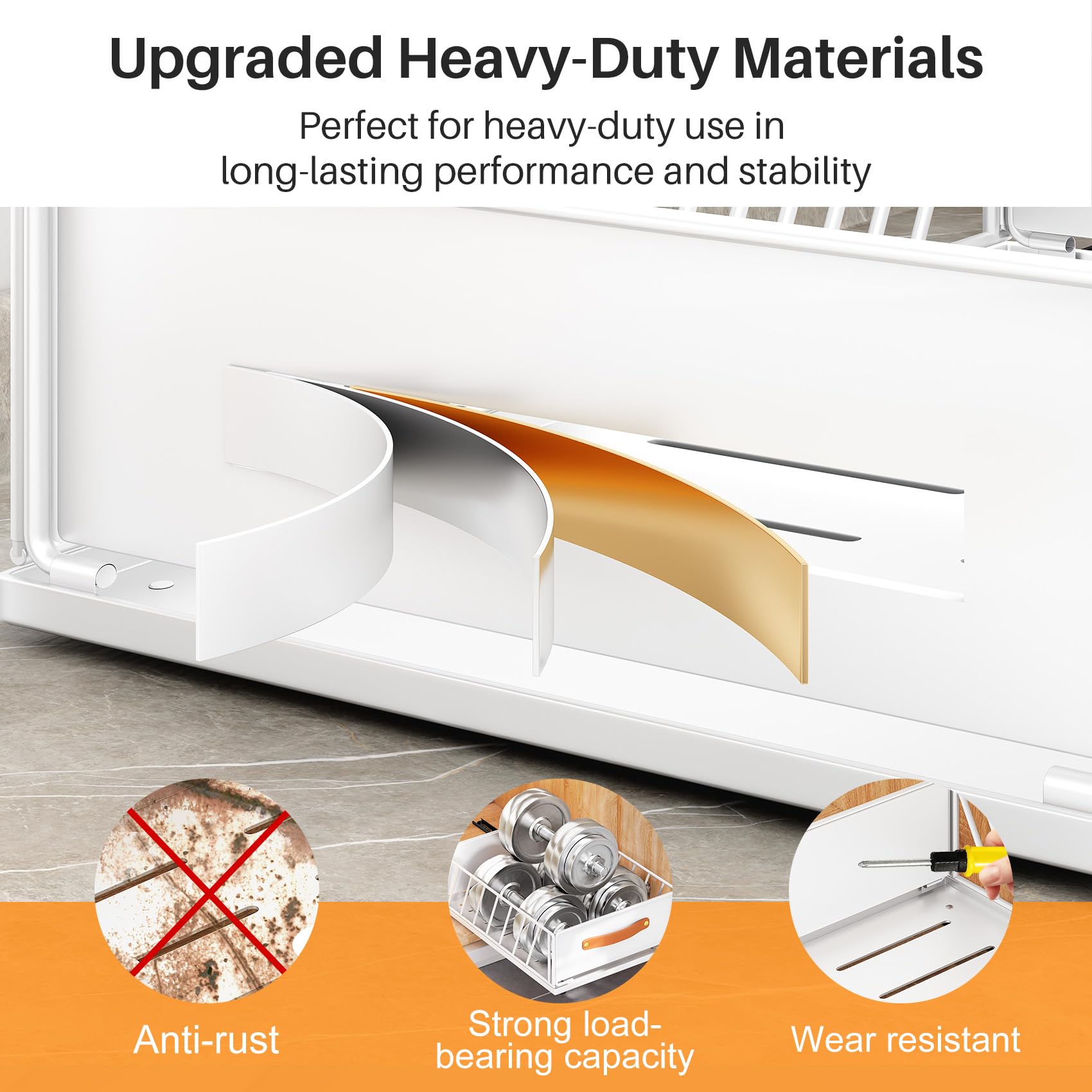 Kitstorack high sidewalls prevent spills and maintain order.