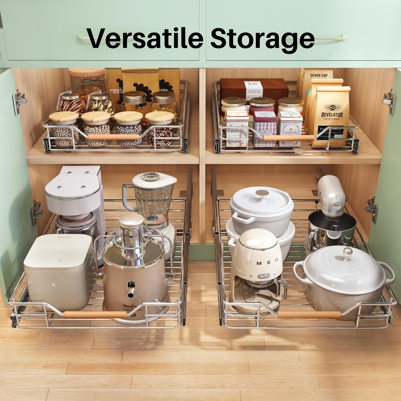 Kitstorack pantry organization in a compact kitchen cabinet