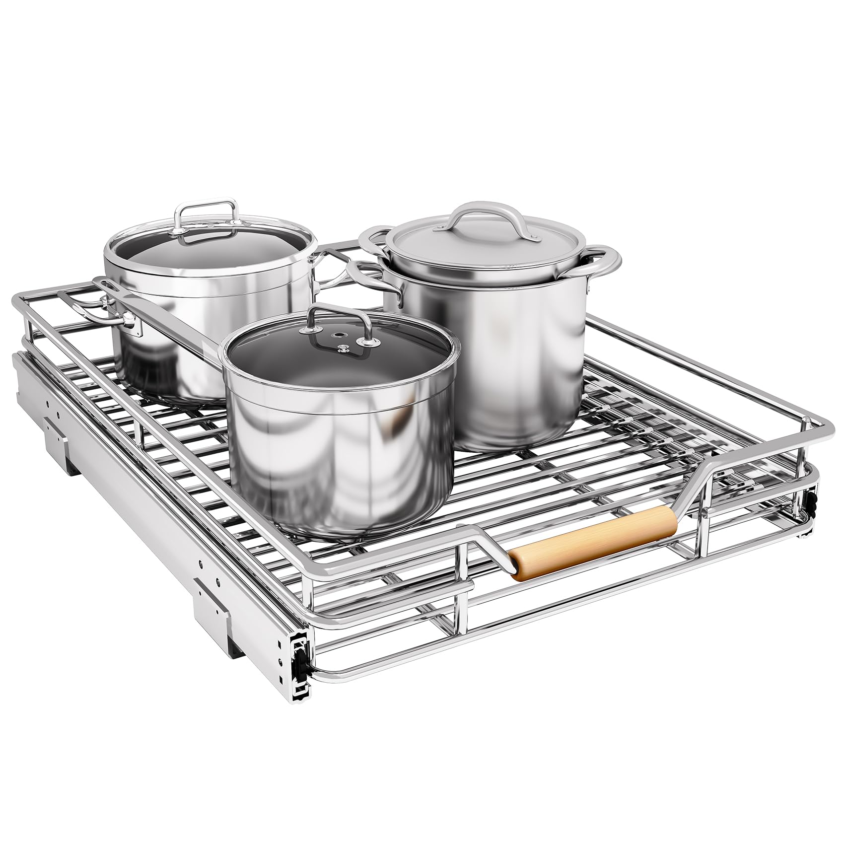 Kitstorack pull-out cabinet organizer front view with smooth glide for easy access