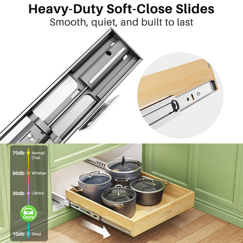 Kitstorack holds up to 70 lbs, keeping heavy pots within easy reach.