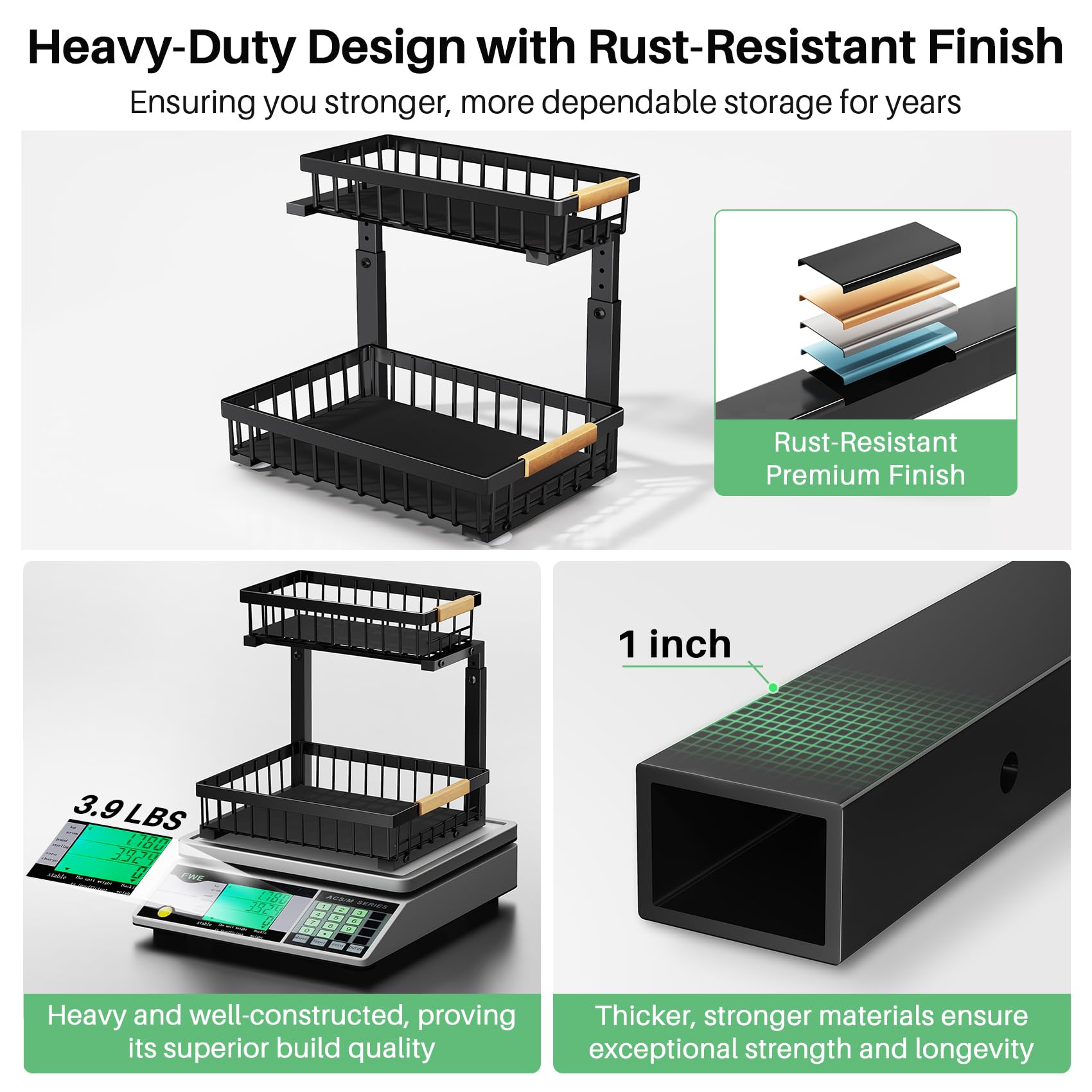 Kitstorack reinforced 1-inch frame provides durable wobble-free organization