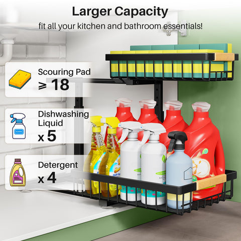 Kitstorack sliding storage shelves maximize cabinet space in kitchen and pantry